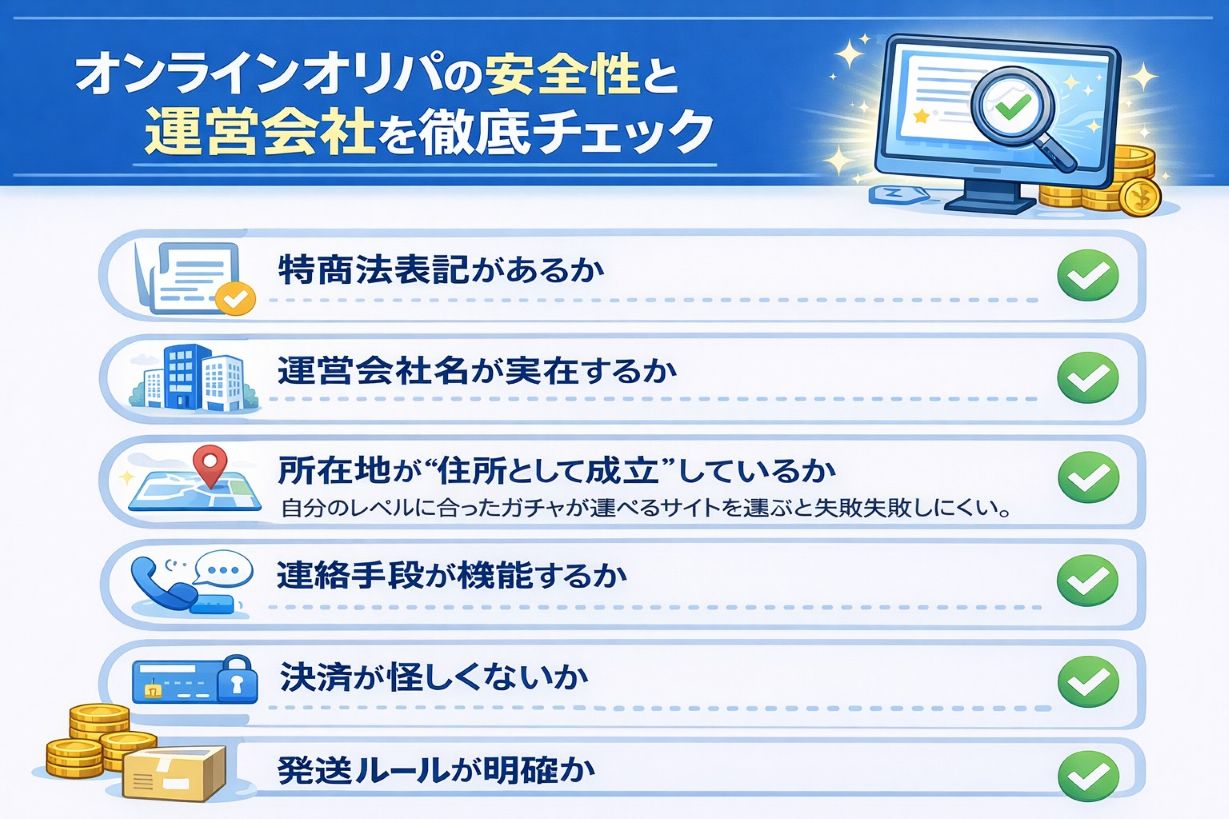オンラインオリパの安全性をチェック