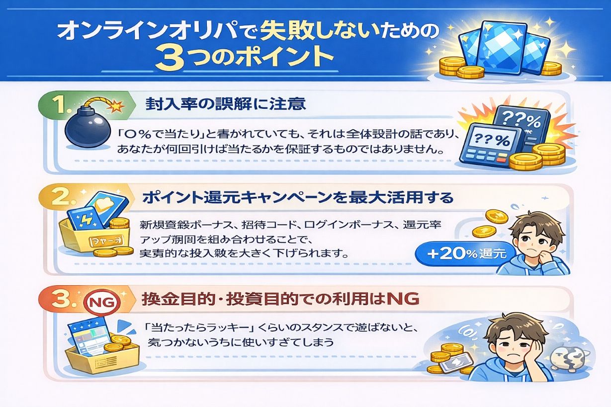 オンラインオリパの失敗しない3つのポイント
